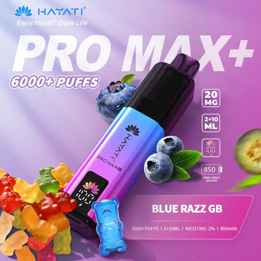 Buy Hayati Pro Max 6000 Puffs Online Blue Razz GB| Best Price & Authentic UK Stock